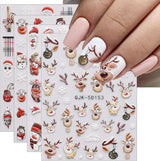 JMEOWIO 3D Nagelsticker Weihnachten Nail Art Sticker Selbstklebend Nagelaufkleber 5D Stereoscopic Schneeflocke Xmas Winterurlaub Niedlich Dekoration Nageldesign Zubehör 4 Blatt