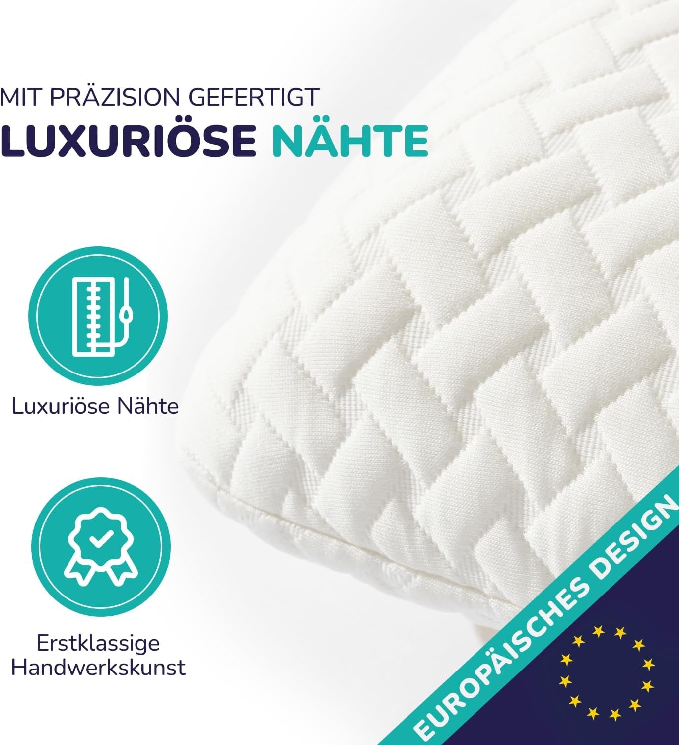 ZenPur Cuscino per Collo Ortopedico 40x60-13 cm, Cuscino per la Testa in Memory Foam - Cuscino per il Sonno ergonomico per Collo e Spalle, Certificato Oeko-TEX