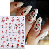 JMEOWIO 3D Nagelsticker Blumen Nail Art Sticker Selbstklebend Nagelaufkleber 5D Stereoscopico Frühling Sommer Dekoration Nageldesign Zubehör 4 Blatt