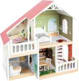Casa delle bambole Small Foot Casa a schiera in legno a 3 piani con apertura frontale e 12 mobili per 3 anni e oltre 11802 Case delle bambole bianco grigio Naty Shop Casa delle bambole con tetto