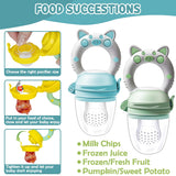 Ciucci alla frutta per bambini, confezione da 2 ciucci alla frutta per bambini dai 3 mesi in su versione aggiornata 2023, ciucci riempibili, ciucci per porridge, ciucci alla frutta per bambini, senza BPA, 8 tettarelle in silicone in 3 misure