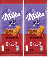 Milka Extra Biscoff Chocolate – Cioccolato al latte alpino con pezzi croccanti di biscotti Lotus Biscoff – 190g