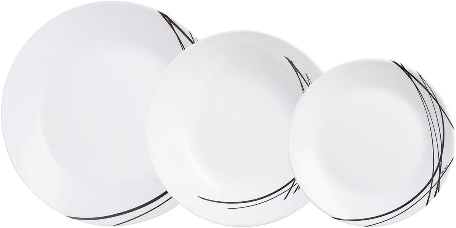Set di stoviglie in vetro opale extra resistente per 6 persone, senza BPA, 18 pezzi