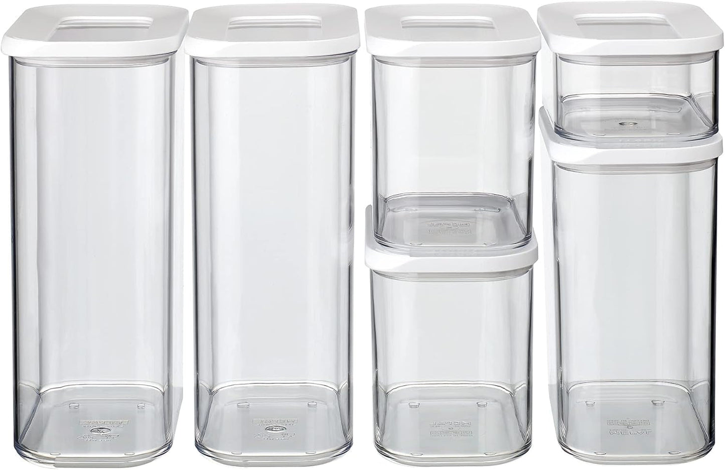 Mepal Set di 6 barattoli con coperchio - Contenitori per alimenti rettangolari - Organizer da cucina in plastica - Contenitori ermetici - 2x 2000 ml, 2x 1000 ml, 1x 1500 ml e 1x 425 ml - Scatole per alimenti bianche Naty Shop