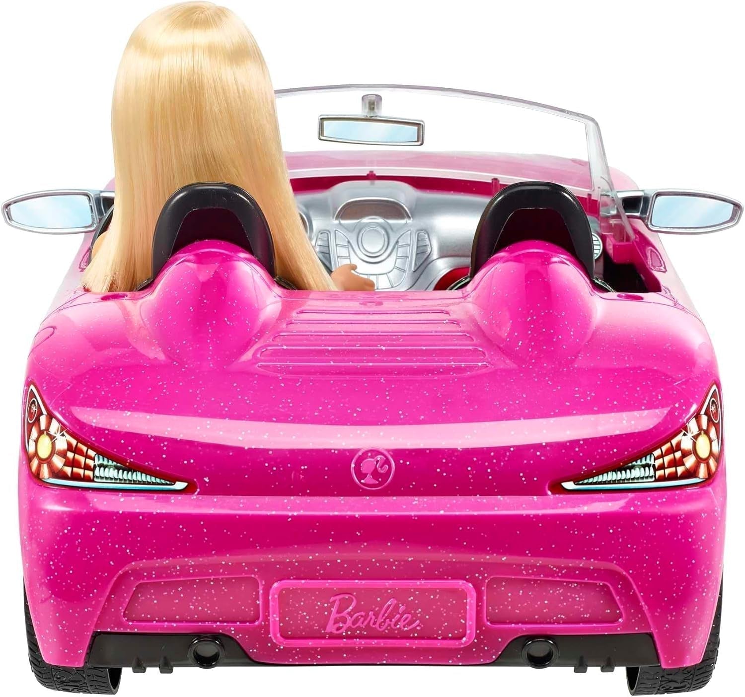 Barbie doll and pink glitter convertible, realistic tire logo, 3 years old toy, DJR55 Naty Shop Dolls