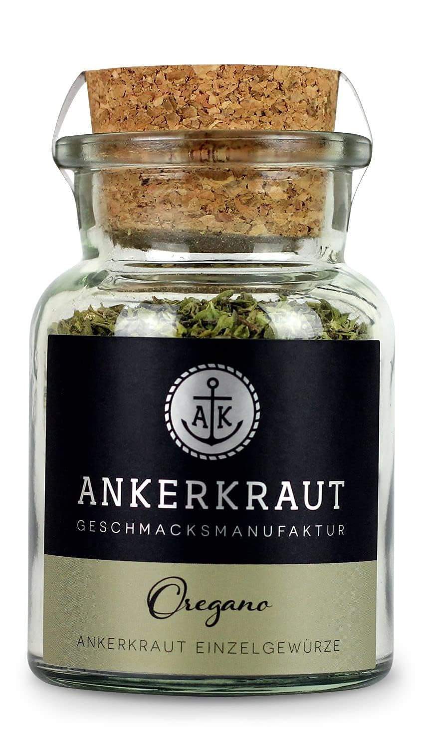 Ankerkraut Oregano Gewürz, gerebelt essiccato, perfetto per pizza zuppa di pomodoro e pesce, Kräuter zum Würzen, mediterranean Küche für zu Hause, Lecker Kochen, 20g im Korkenglas