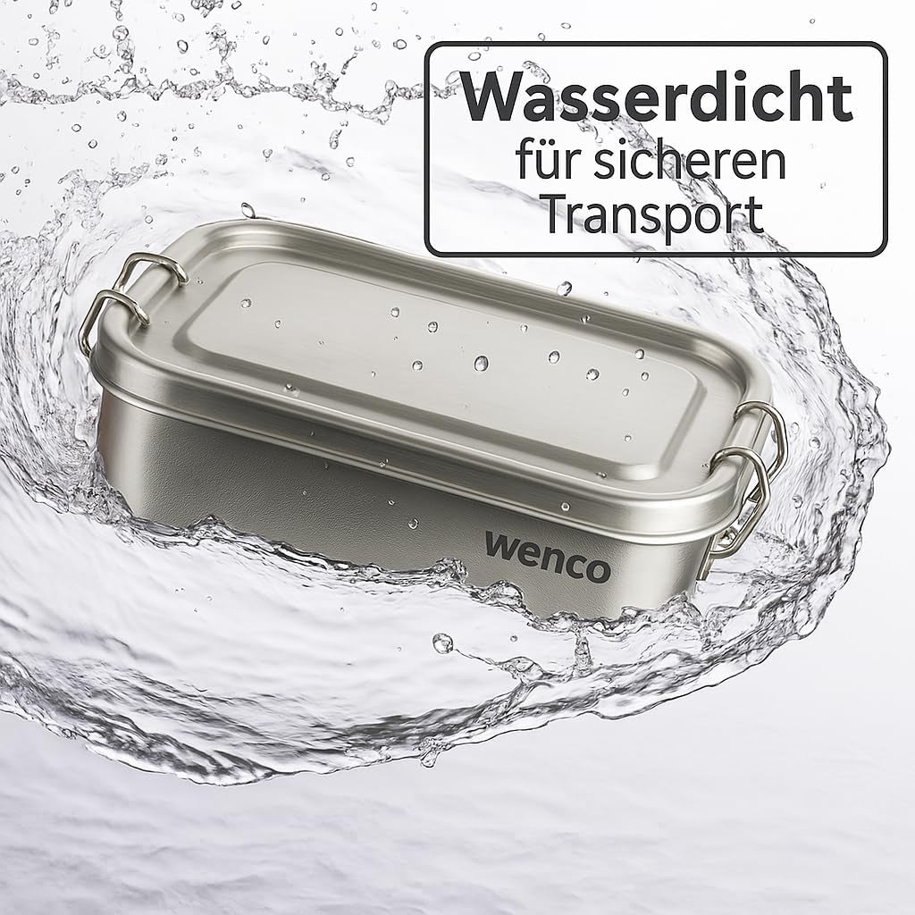 Wenco Lunch Box in Acciaio Inossidabile 2 Scomparti Grande Capacità 850ml Lunch Box Impermeabile Lavabile in Lavastoviglie Incluso Anello di Ricambio in Silicone 18,5 x 14 x 5,5 cm Argento (2 Pezzi) Scatole per Conservazione Alimenti Naty Shop