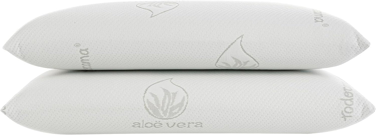 Todocama - Cuscino memory, aloe vera, 2 pezzi, 70 cm, bianco Cuscini standard Naty Shop