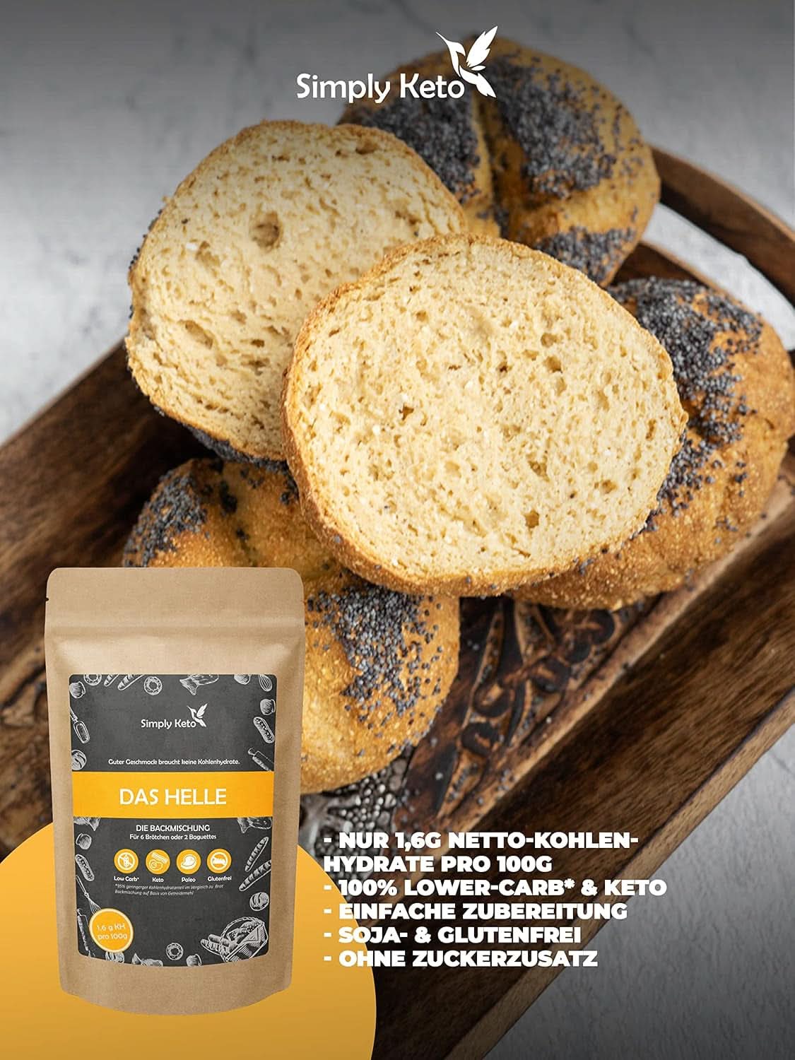 Pane Simply Keto The Light Low Carb*, Preparato per pane senza glutine, 260 grammi Kitchen Naty Shop