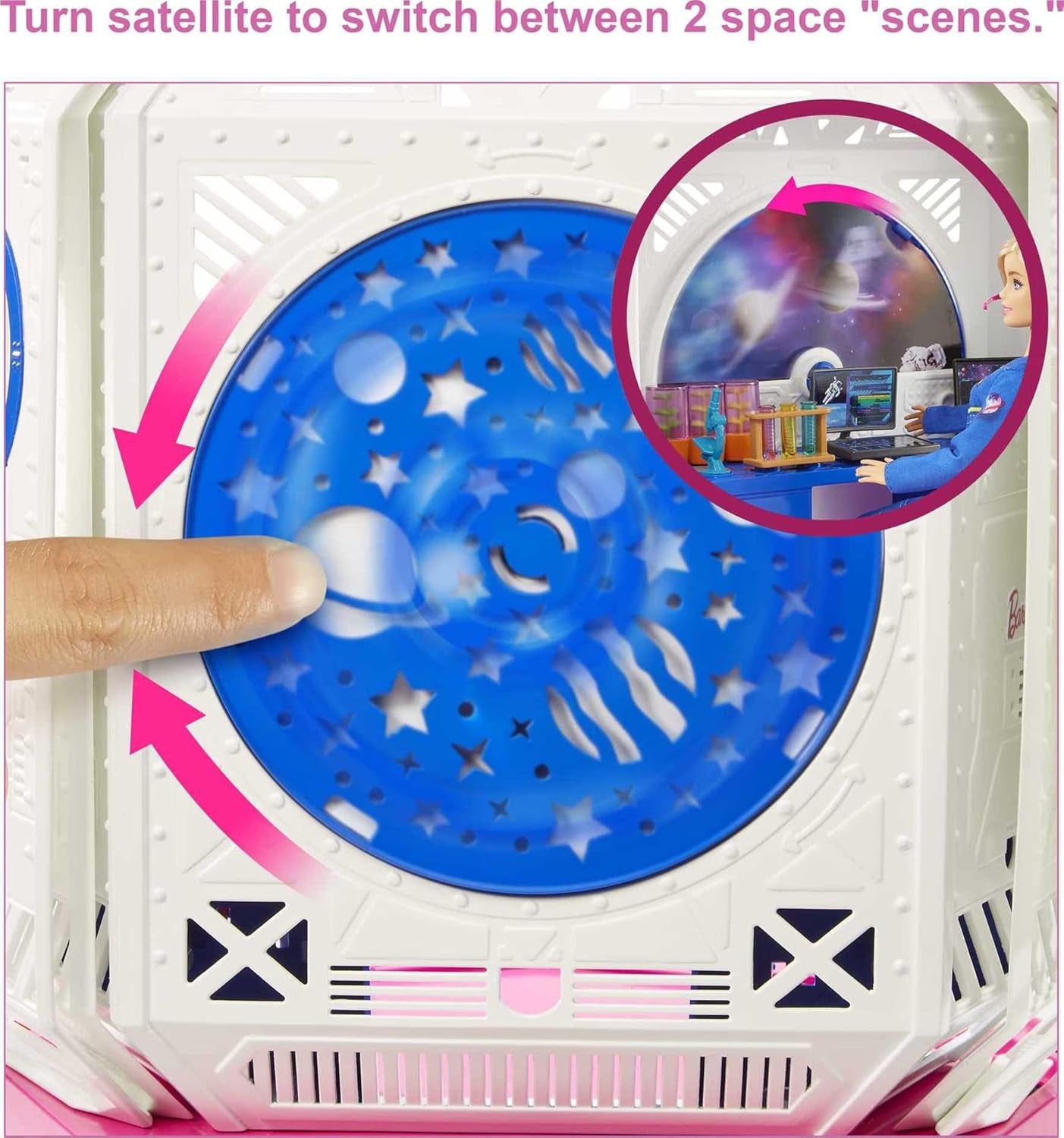 Barbie GXF27 - Stazione Spaziale Avventura spaziale, bambola spaziale, cucciolo, postazione di lavoro, scene spaziali, 20 accessori, giocattolo regalo per bambini dai 3 anni in su