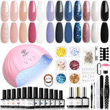 Modelones Set Smalti Gel per Unghie 35 Pezzi, Set Smalti Gel UV con Lampada da 48 W, Set Smalti Gel per Unghie Nude Marrone Bianco Rosa, Set Smalti Gel UV con Base Top Coat Set per Unghie