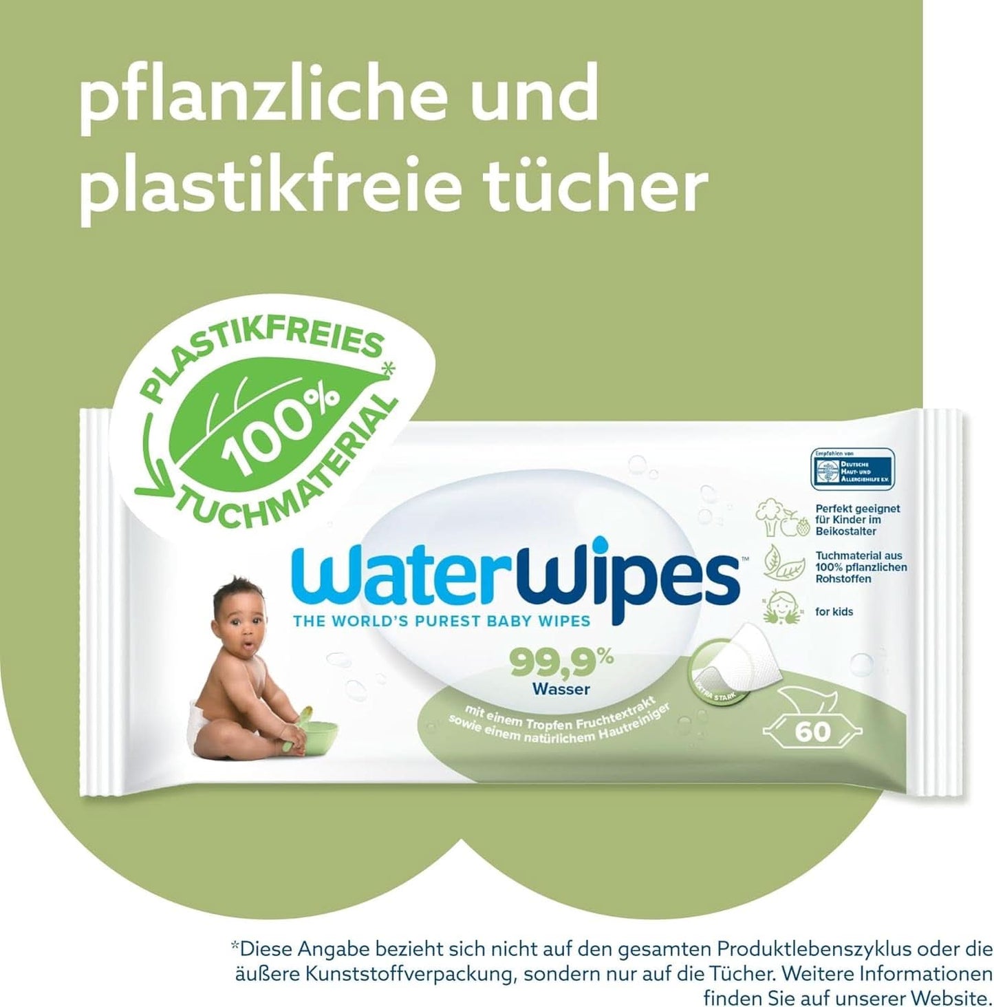 Waterwipes Plastikfreie, Texturierte Reinigungstücher Für Kleinkinder & Babies, 240 Stück (4 Packungen), 99.9 % Wasserbasierte Reinigungstücher, Unperfümiert Für Empfindliche Haut Naty Shop