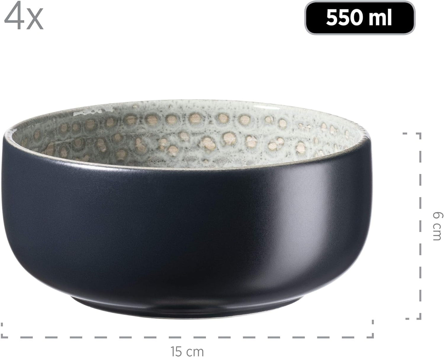 MÄSER 931744 Serie Spicy Market, set di stoviglie per 4 persone dipinto a mano in design vintage mediterraneo, set combinato in ceramica da 16 pezzi, verde, gres
