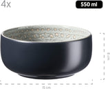 MÄSER 931744 Serie Spicy Market, set di stoviglie per 4 persone dipinto a mano in design vintage mediterraneo, set combinato in ceramica da 16 pezzi, verde, gres
