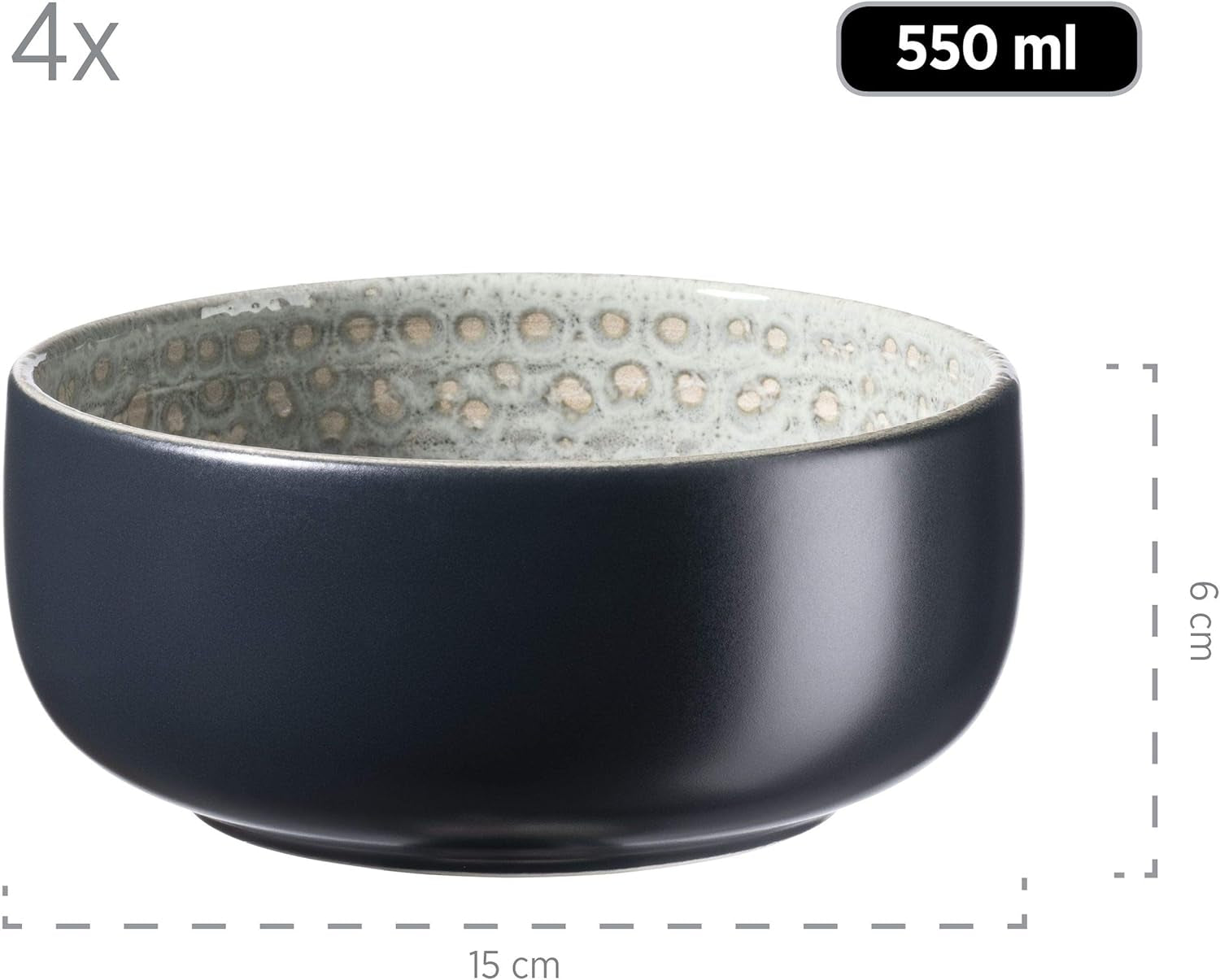 MÄSER 931744 Serie Spicy Market, set di stoviglie per 4 persone dipinto a mano in design vintage mediterraneo, set combinato in ceramica da 16 pezzi, verde, gres