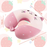 Litimkat Cuscino per Collo per Bambini Cuscino per Collo Portatile,Cuscino da Viaggio,Cuscino in Memory Foam a Forma di U da Viaggio Aereo Auto Treno Ufficio Casa Simpatico Animale Modello Fodera per Cuscino Staccabile (Rosa) Cuscini Ortopedici Cervicali Naty Shop