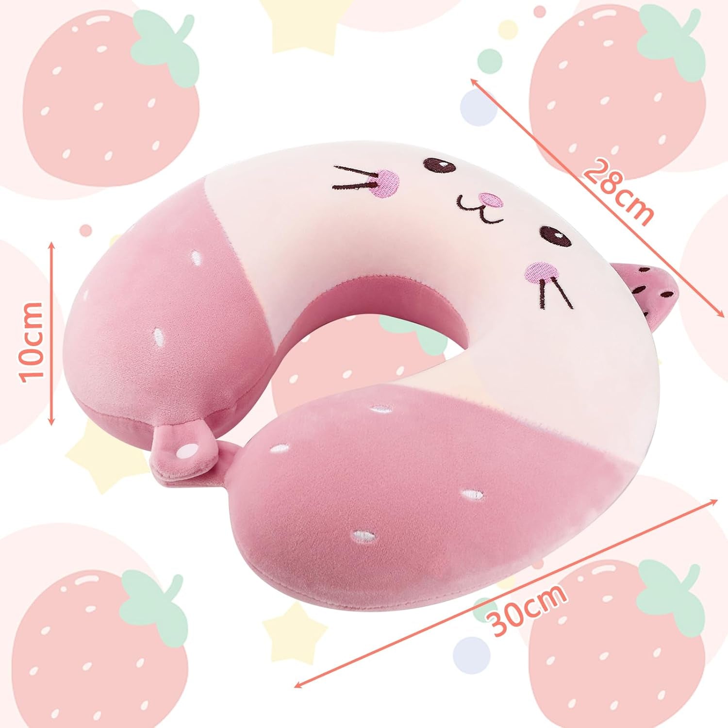 Litimkat Cuscino per Collo per Bambini Cuscino per Collo Portatile,Cuscino da Viaggio,Cuscino in Memory Foam a Forma di U da Viaggio Aereo Auto Treno Ufficio Casa Simpatico Animale Modello Fodera per Cuscino Staccabile (Rosa) Cuscini Ortopedici Cervicali Naty Shop