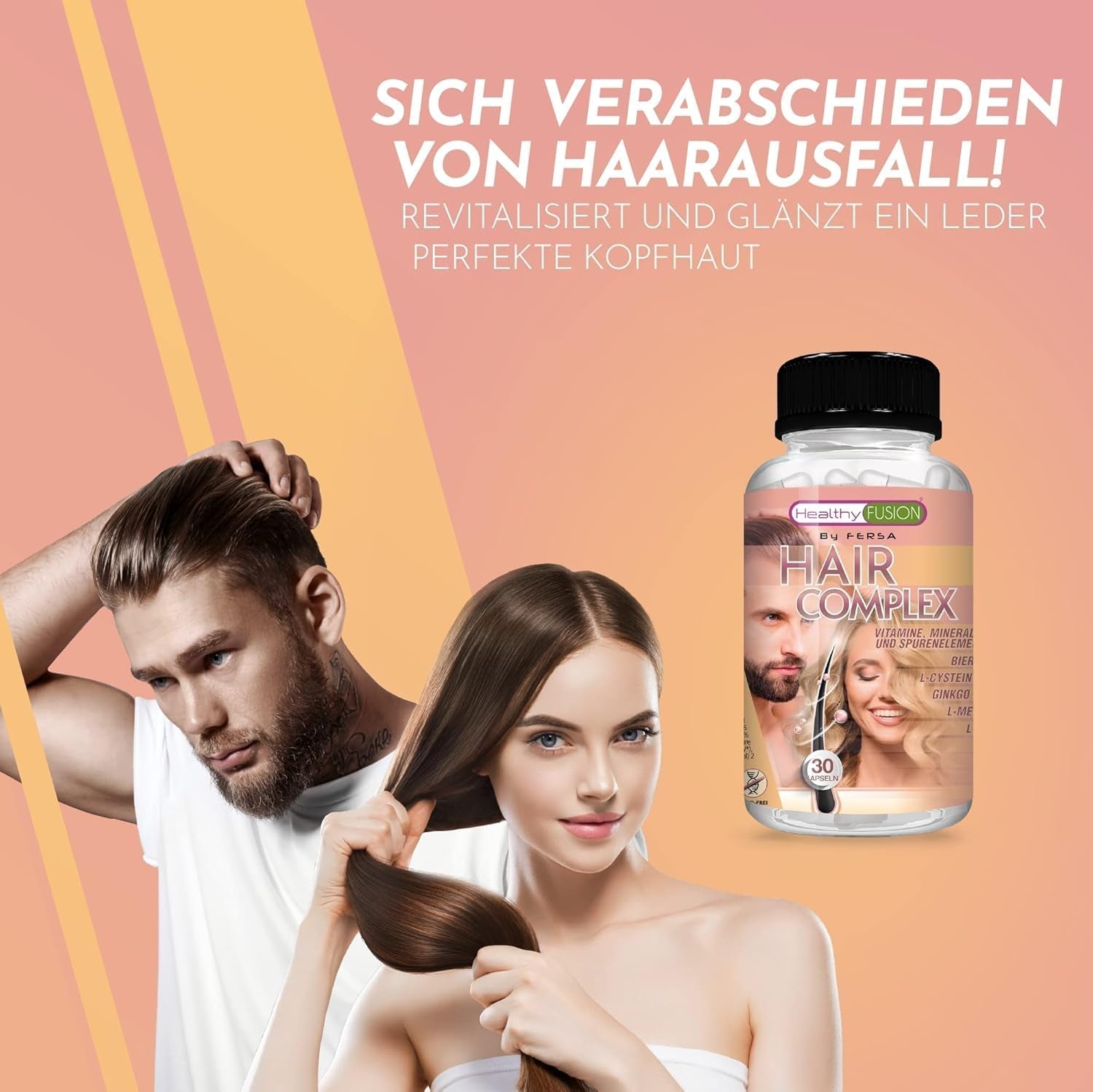 Healthy Fusion Haircomplex, efficace contro la caduta dei capelli, 30 capsule Cura dei capelli Naty Shop
