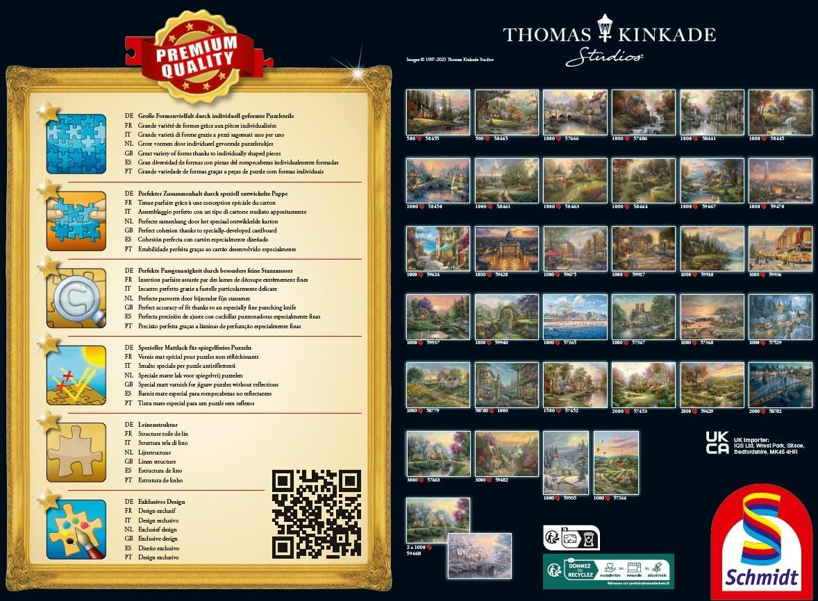 Schmidt Spiele 58784 Thomas Kinkade, Serata al lago d'autunno, puzzle da 1000 pezzi, Puzzle colorato Naty Shop