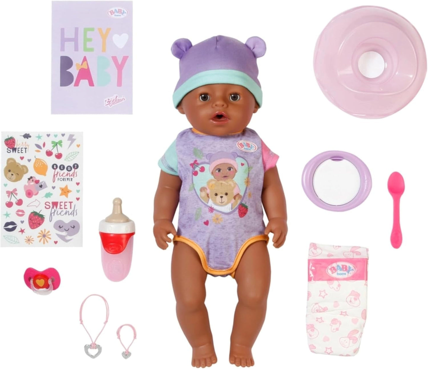 BABY Born Eva - bambola baby 43 cm - 10 funzioni inclusi accessori e materasso - Funziona completamente senza batterie - Adatto a bambini dai 3 anni in su