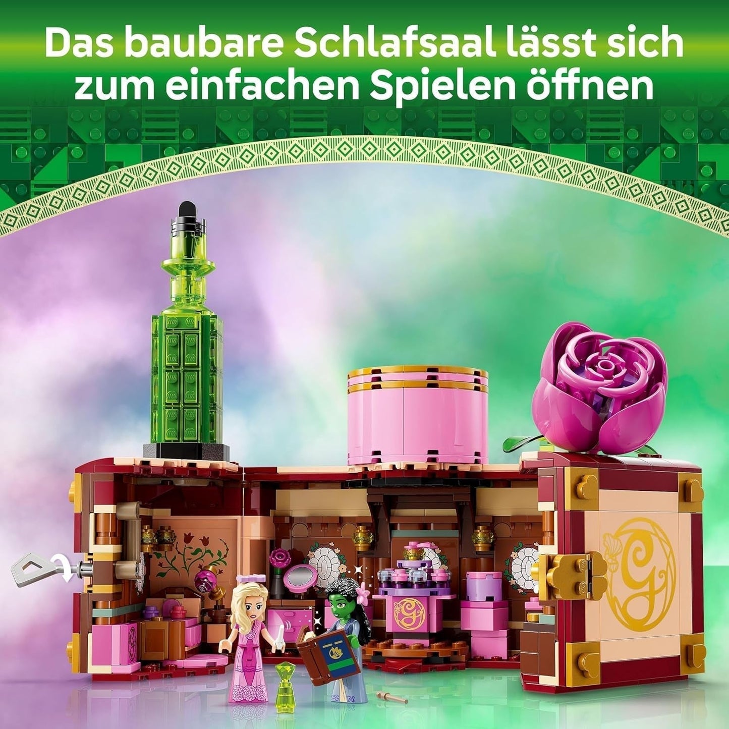 La camera da letto di Wicked Glinda ed Elphaba LEGO - Casa delle bambole con 2 mini bambole della Strega di Oz, fantastici accessori tra cui fiori e abiti - Giocattolo creativo per ragazze 8+ e fan - 75683 Set da costruzione Besuche den LEGO-Store