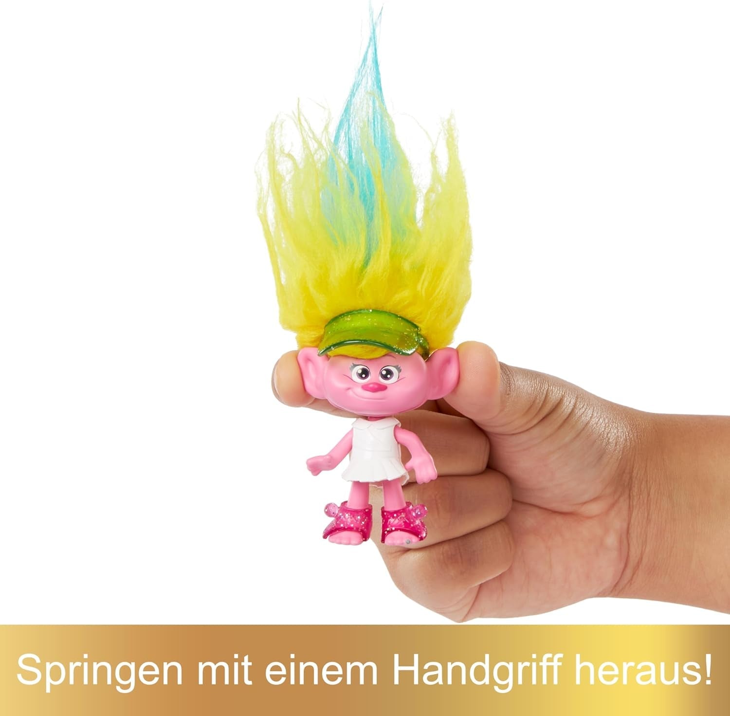 Mattel DREAMWORKS TROLLS United We Stand - Bambola Viva Hairy Surprises con capelli di peluche giallo brillante e 3 accessori a sorpresa, per bambini dai 3 anni in su, HNF11