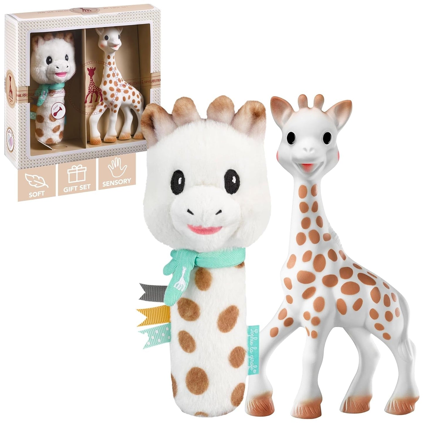 Set regalo di compleanno Sophie la giraffa Pouf sonaglino Sophiesticated 00012 Baby Toys Naty Shop Set regalo singolo Sweety