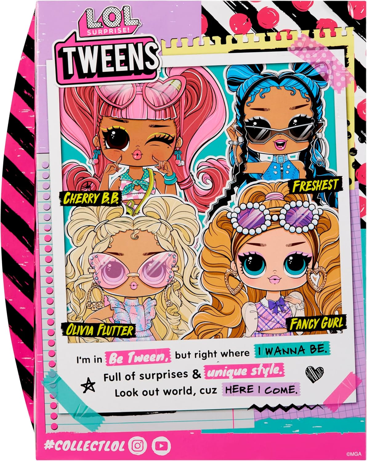 LOL Sorpresa! Tweens Core Doll - Fancy Girl - Include 1 bambola alla moda con vestito e accessori, 4 oggetti da collezione, Rose