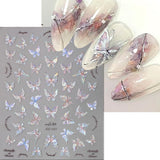 Glänzend Aurora Shell Schmetterling Nagelsticker Selbstklebend, Erleichterung Schmetterlinge Nail Sticker Rosa Laser Schmetterling Nagelaufkleber Für Frauen Nageldesign Zubehör Nagel Zubehör Nail Art