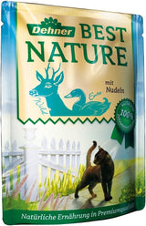 Dehner Best Nature Katzenfutter Multipack, Nassfutter, für ausgewachsene Katzen, je 2 x Kalb / Wild / Huhn / Kaninchen, 8 x 85 g Bag (680 g)