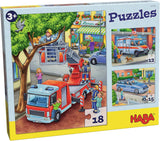 HABA Puzzle Vigili del Fuoco - Set da 3 Pezzi per Bambini dai 3 Anni in su Puzzle in Cartone con Polizia e Ambulanza - Stimola la motricità fine e la concentrazione - 1302759001 Puzzle Naty Shop Titolo predefinito