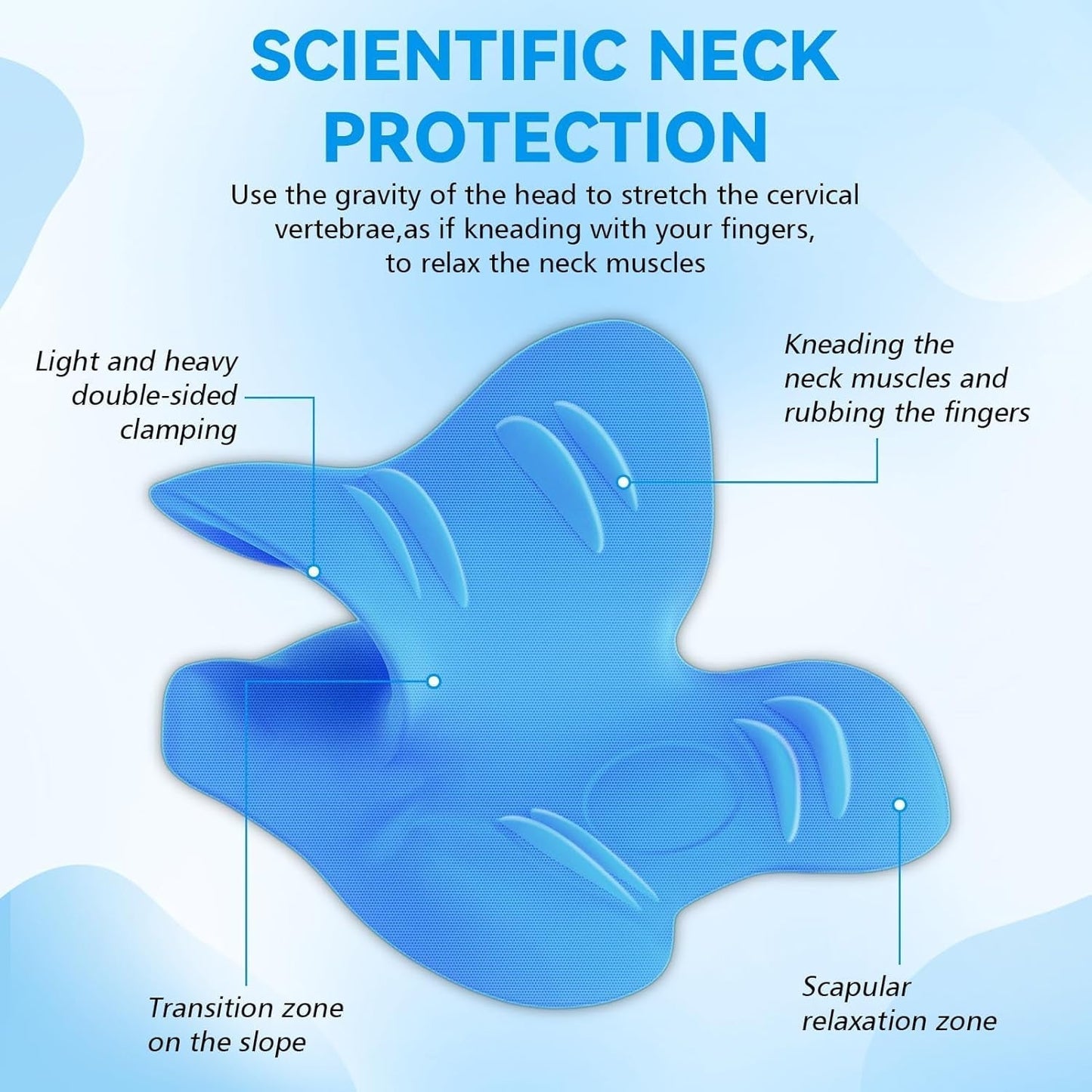 Barella per collo 2.0, Cloudy Neck Barella per collo Lefaya Vincitore del test ortopedico Barella per collo per alleviare il dolore al collo Gobba premium per collo Nuvola corregge la postura (Blu) Cuscini ortopedici cervicali Naty Shop