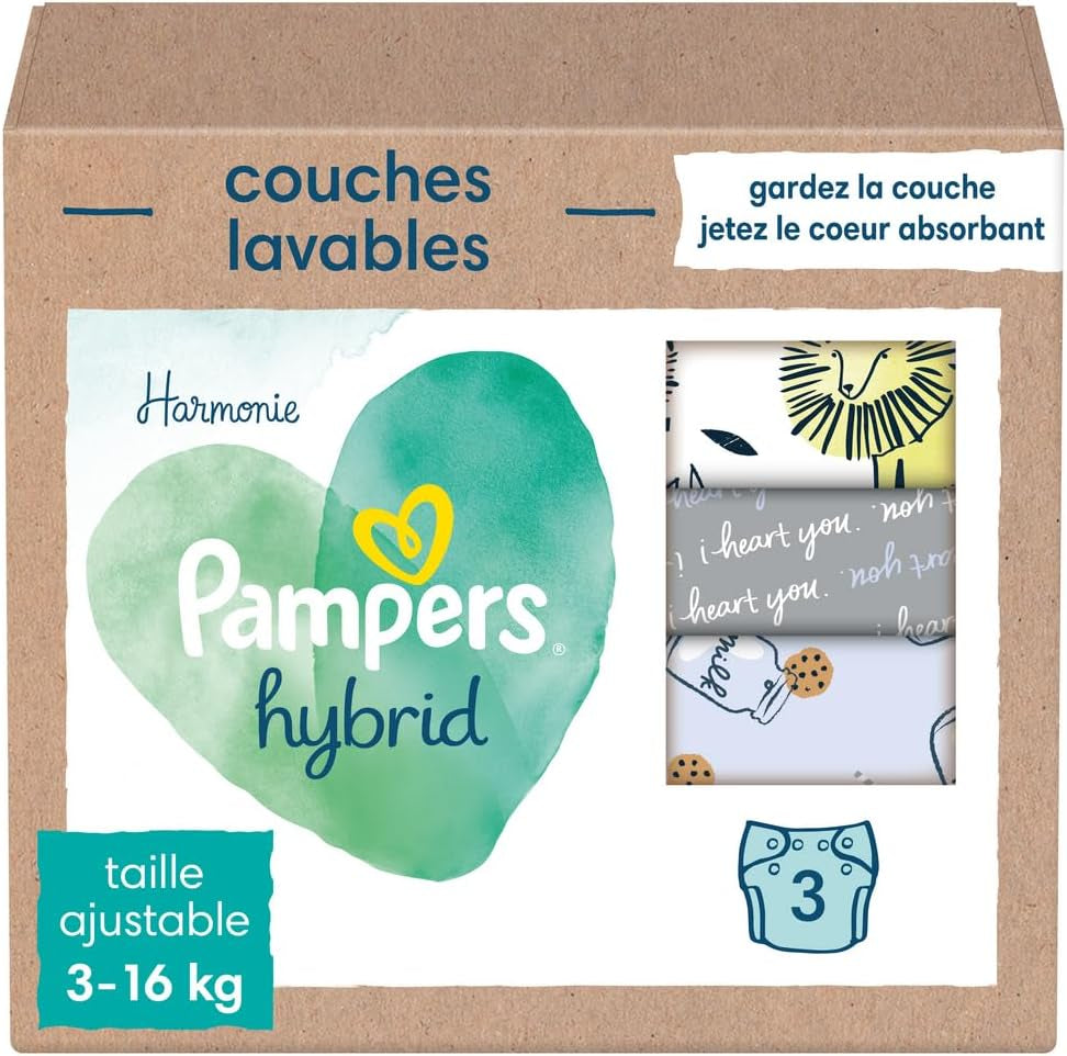 Pannolini lavabili Pampers - Confezione da 3 pannolini lavabili Harmony Hybrid Baby - 1 pezzo