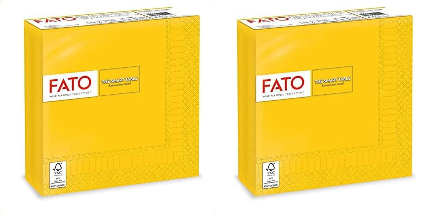 , Tovaglioli Carta Usa E Getta, Ideali per Pranzi Casual e Buffet, Confezione da 50 Tovaglioli, Misura 33X33, 4 Pieghe, 2 Veli, Giallo, Carta 100% Pura Cellulosa, Certificato Fsc