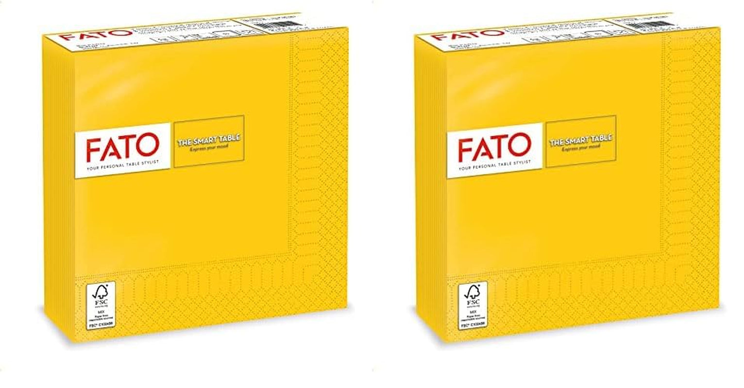 , Tovaglioli Carta Usa E Getta, Ideali per Pranzi Casual e Buffet, Confezione da 50 Tovaglioli, Misura 33X33, 4 Pieghe, 2 Veli, Giallo, Carta 100% Pura Cellulosa, Certificato Fsc