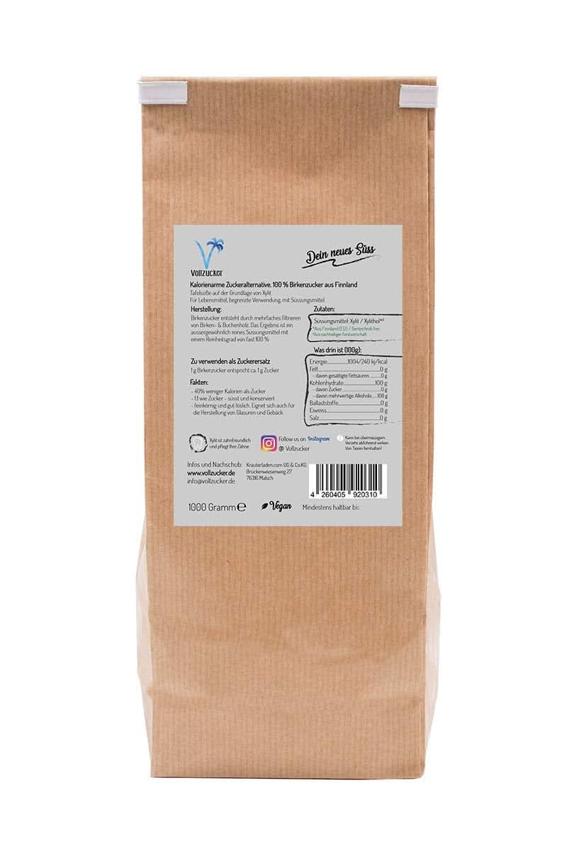 Vero zucchero di betulla (Xilitolo) dalla Finlandia, 1 Kg Dolcificanti Naty Shop