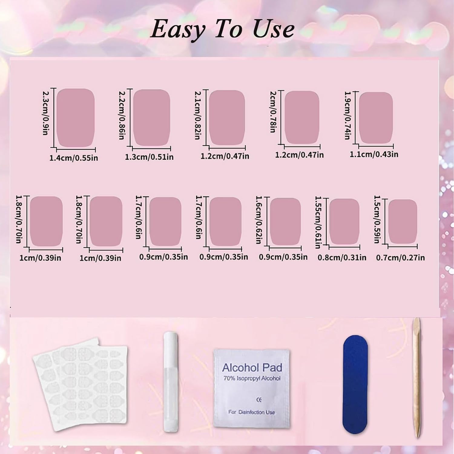 24 pz Rosa Tinta Unita Unghie Finte Autoadesive Neutre Unghie Finte Medio Quadrato Morbido Gel Per Le Donne FAI DA TE Copertura Completa Glitter unghie finte