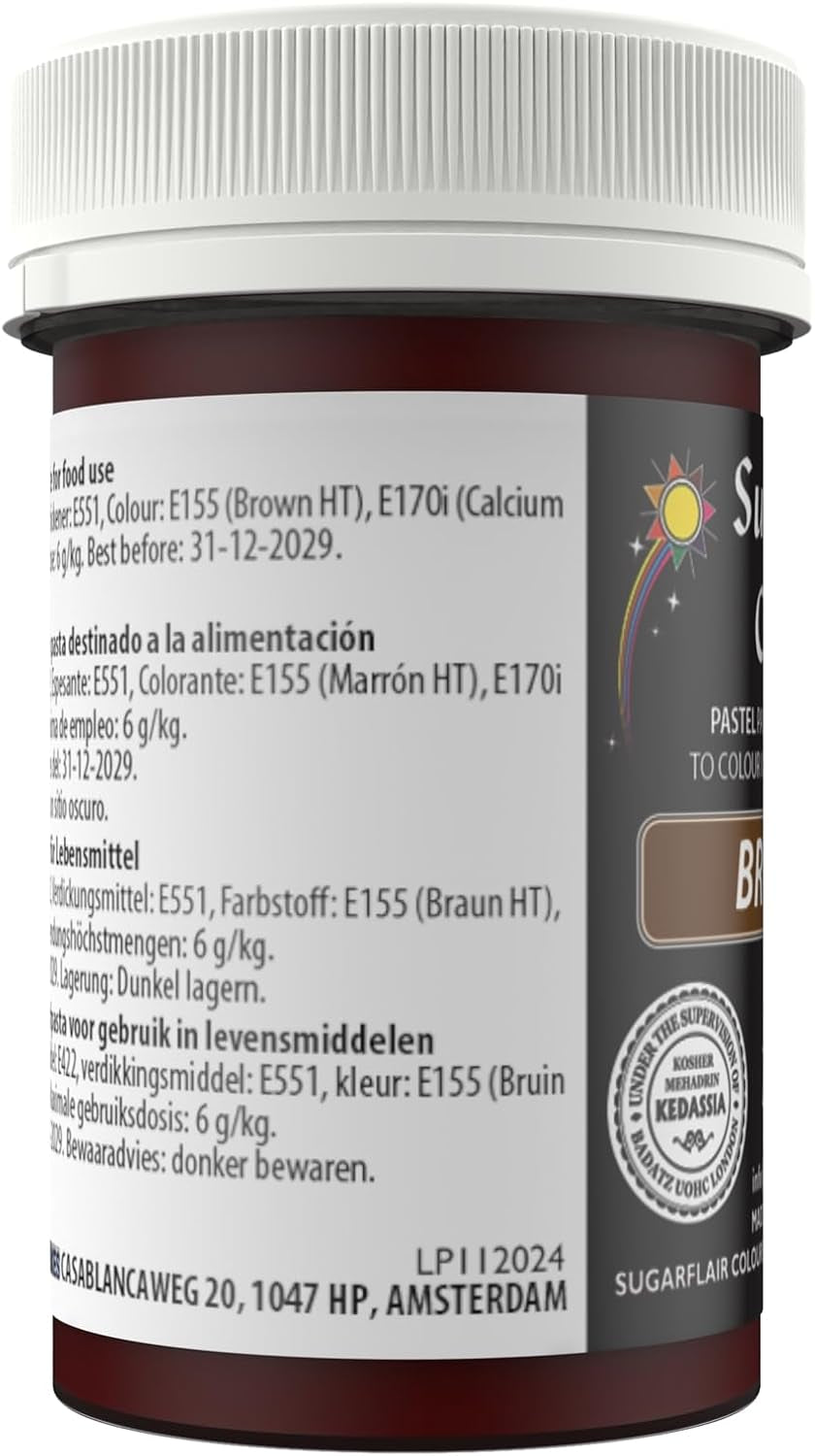 Pasta colorante alimentare marrone Sugarflair, colorante alimentare pastello altamente concentrato per crema al burro, fondente, glassa reale, decorazioni per torte e altro ancora! Colorante alimentare vivace! - 25 g