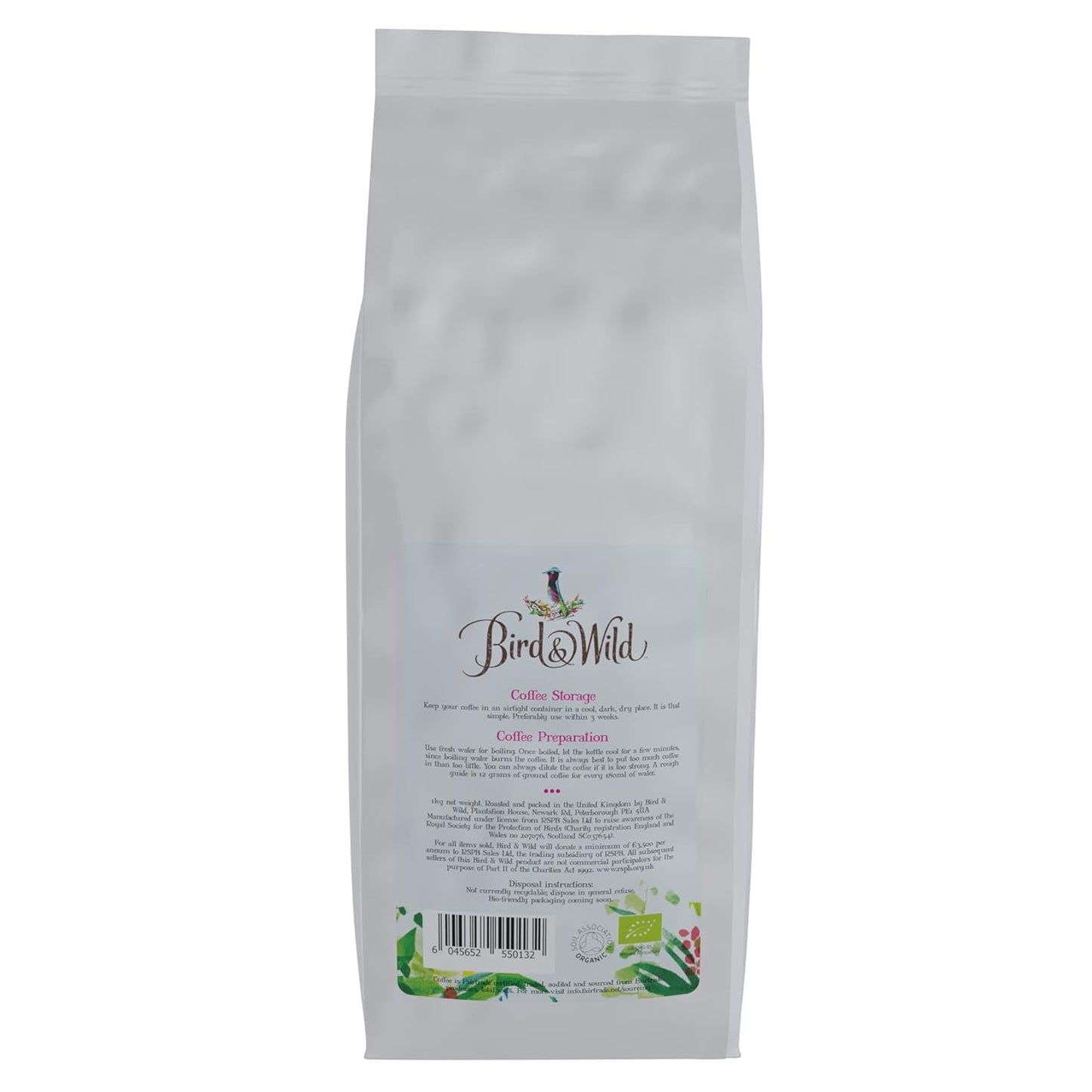 Miscela di caffè espresso in grani 1 kg Tostatura media Chicchi interi Fairtrade Organic Shade Grown Bird Friendly 1 kg Peso netto