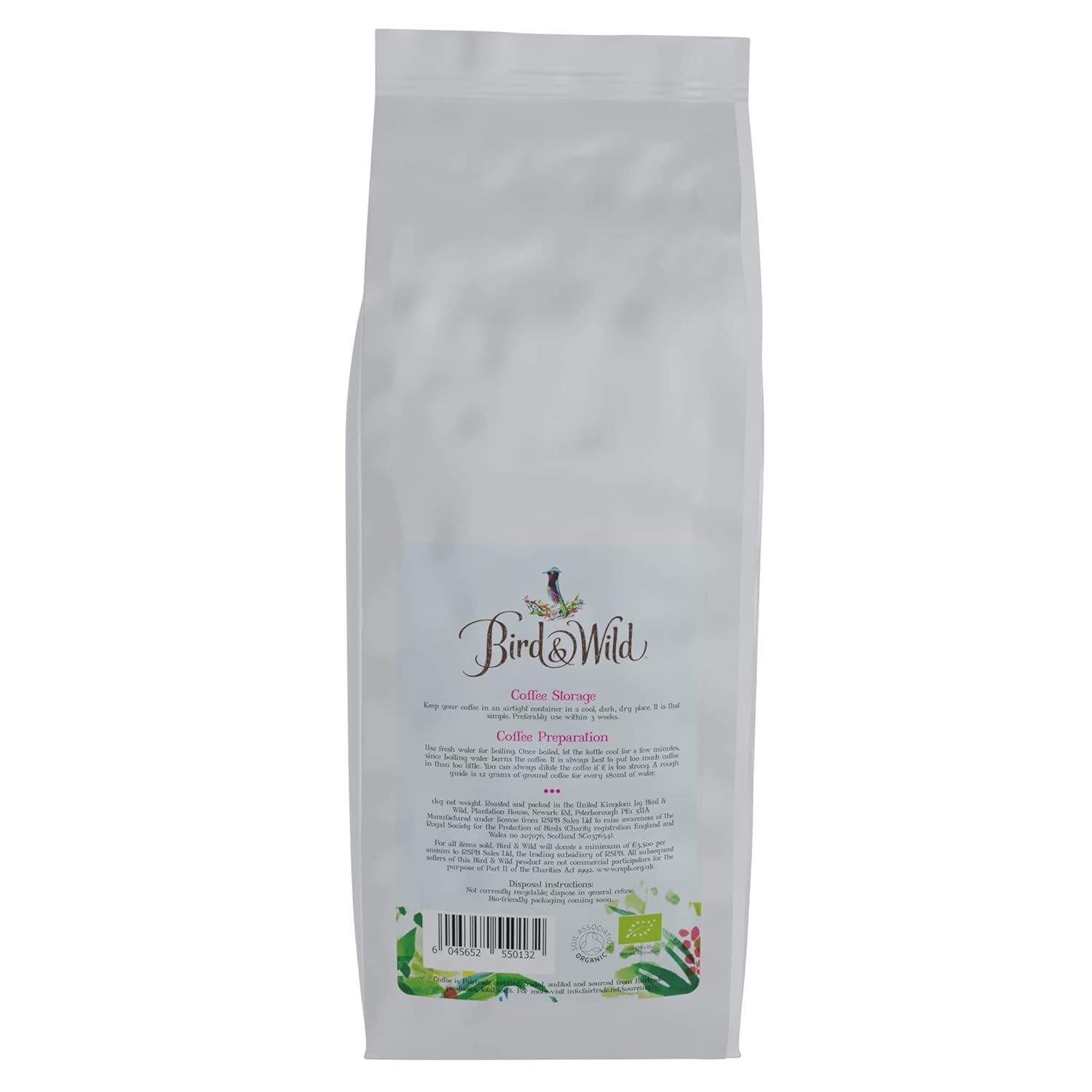 Miscela di caffè espresso in grani 1 kg Tostatura media Chicchi interi Fairtrade Organic Shade Grown Bird Friendly 1 kg Peso netto