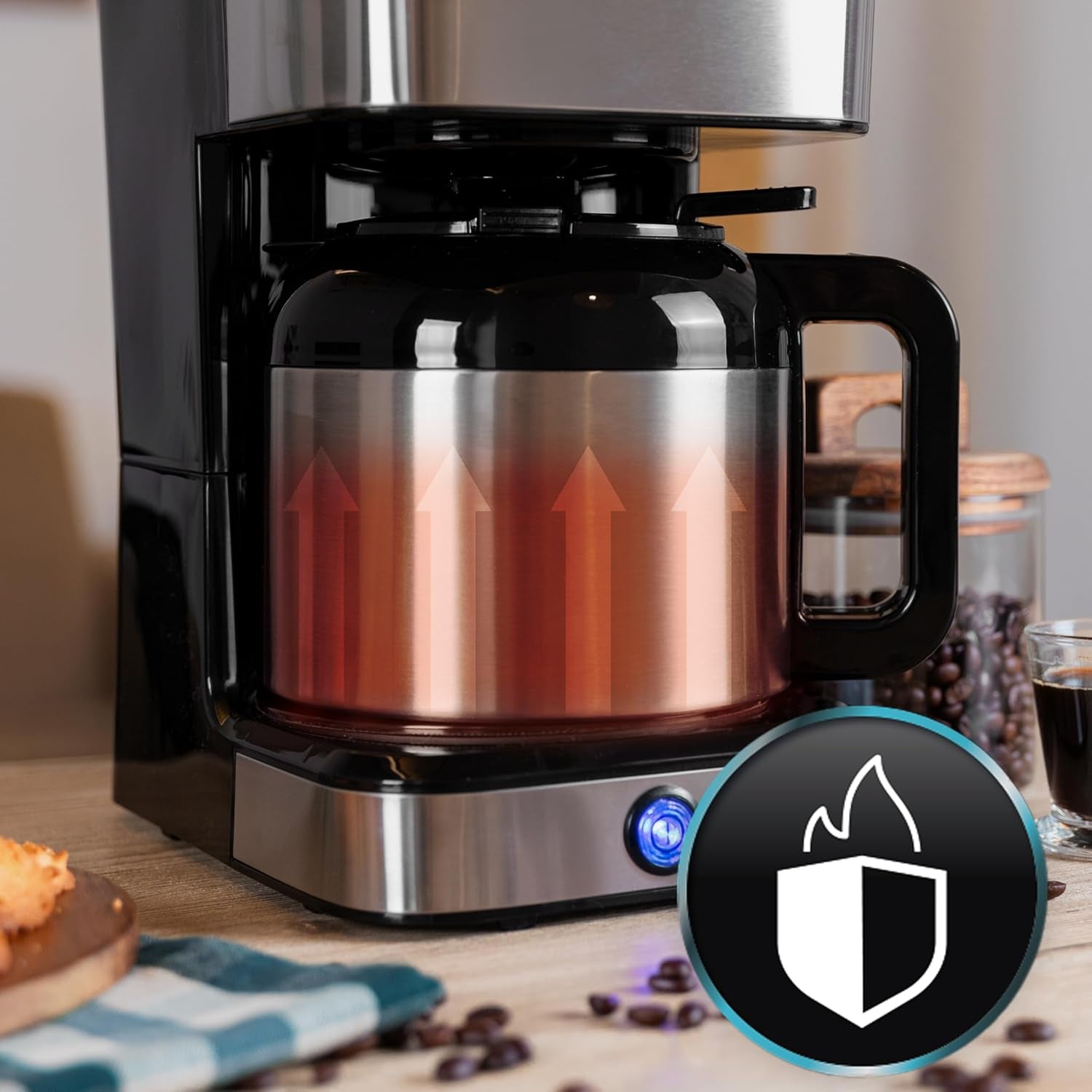 Caffettiera a goccia Cecotec Coffee 66 Drop & Thermo, 950 W, 1,2 L, 10 tazze, tecnologia ExtremeAroma, funzione antigoccia, indicatore del livello dell'acqua, filtro principale riutilizzabile, protezione dal surriscaldamento