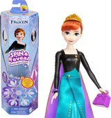 Mattel Disney The Ice Queen Anna Fashion Doll Set, Spin & Reveal con 11 sorprese, inclusi 5 accessori, 5 adesivi e una scena di gioco, ispirata al film Disney, HXD27 Naty Shop Dolls Titolo predefinito