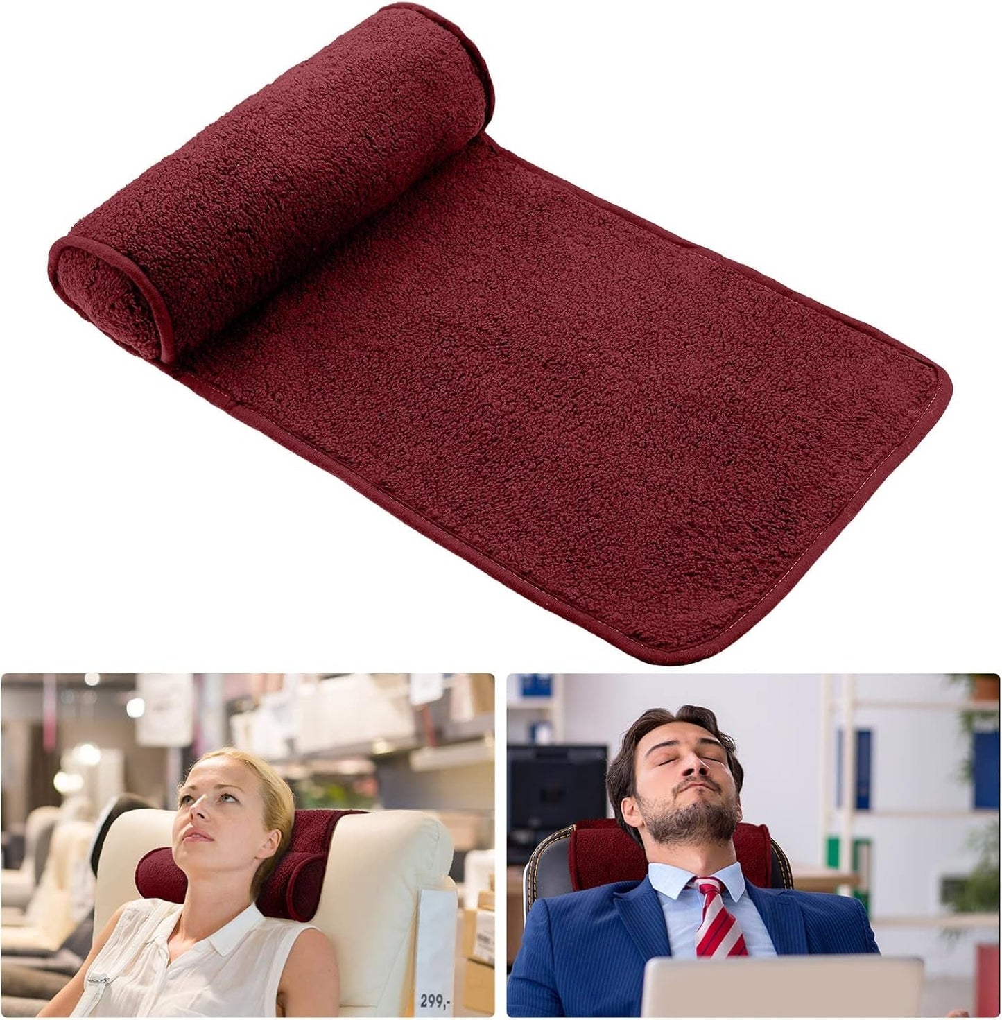 Cuscino per il collo per chaise lounge Cuscino per la testa in peluche Cuscino regolabile per il collo Cuscino per il collo del divano in pile antiscivolo per la casa da viaggio Chaise lounge Divano Poltrona (Nero)