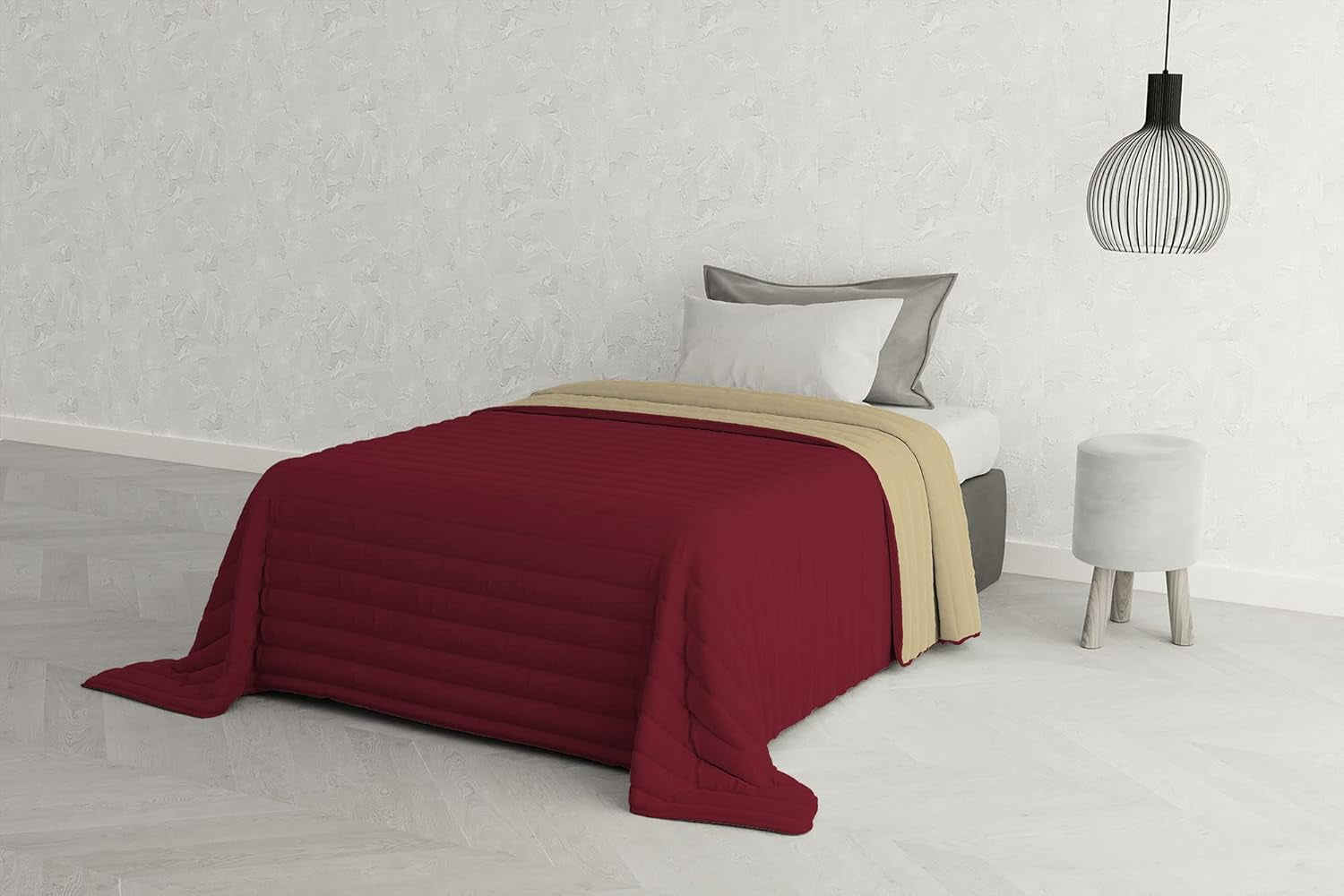 Biancheria da letto italiana Estivo letto singolo, lino, Acqua, 170 X 270 Cm Piumini e trapunte Naty Shop Bordeaux/Panna 170 X 270 Cm