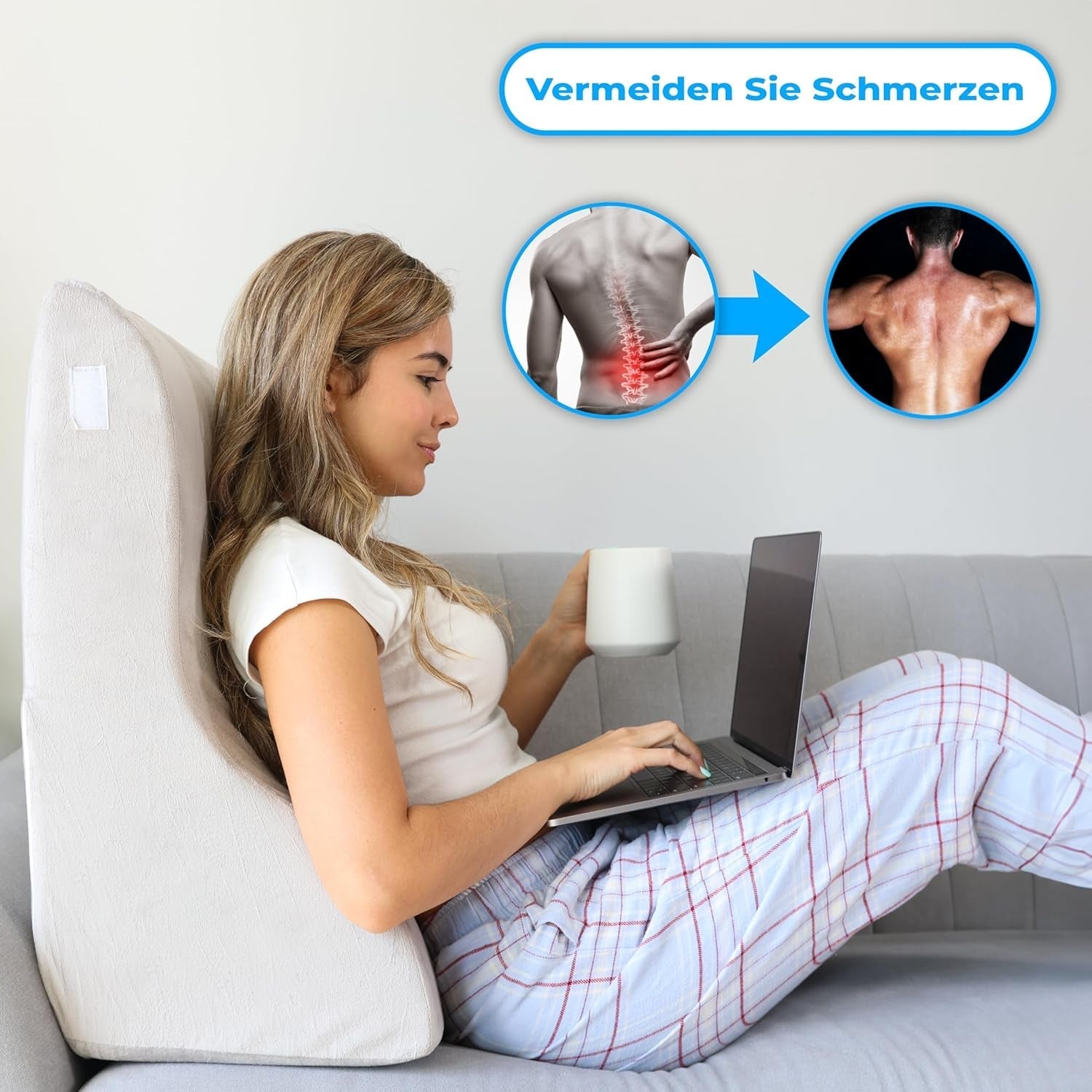 Cuscino da lettura in memory foam | Cuscino schienale ergonomico e cuneo per letto, divano e divano | Cuscino di sostegno ortopedico per dolori alla schiena e tensioni