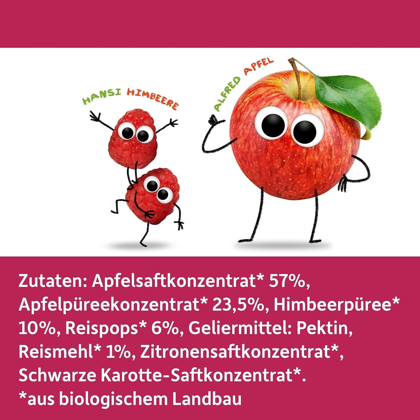 FRECHE FREUNDE Gelatine di frutta bio, lecca lecca di mela, lampone e riso, snack dolce alla frutta per bambini, senza glutine, vegano, confezione da 20 (20 x 30 g)