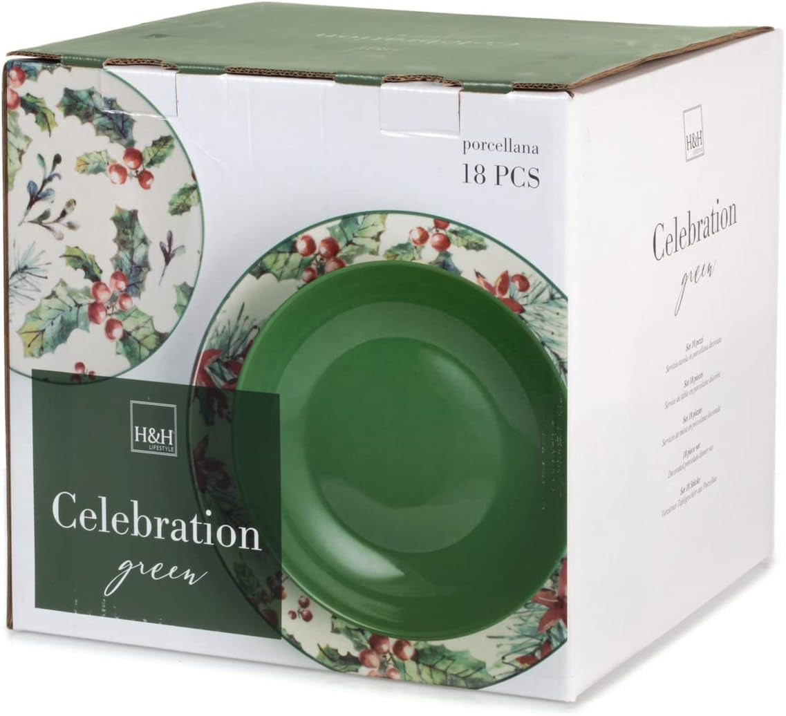 Servizio Natalizio 18 Pezzi Celebrazione Verde