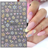 JMEOWIO 3D Nagelsticker Blume Frühlings Nail Art Sticker Self-klebend Nagelaufkleber 5D Stereoscopico Estate Bunter Blumen Dekoration Nageldesign Zubehör 4 Blatt