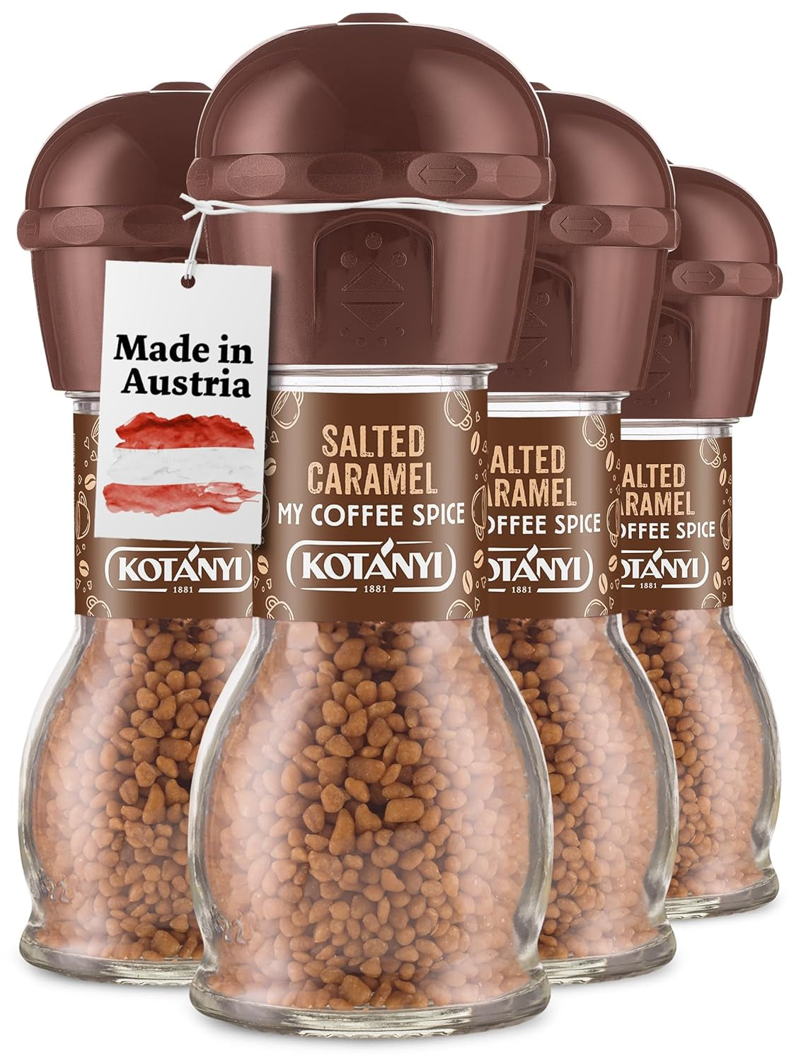 Topping al caffè al caramello salato Kotanyi | feiner Caramellgeschmack, confezione da 4 (4 x 65 g)