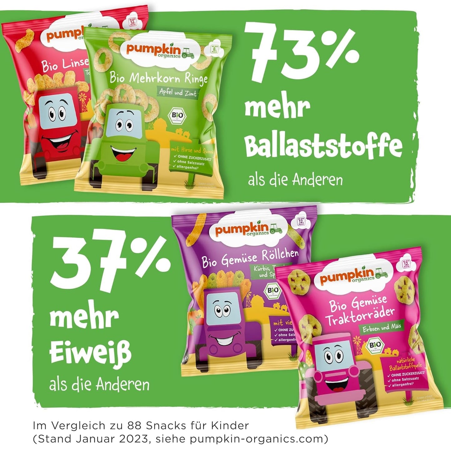 Pumpkin Organics Anelli multicereali per bambini con carota e mango (confezione da 8) Snack per bambini senza additivi a partire dai 12 mesi - Snack croccanti per bambini senza allergeni² e senza glutine³ (8 x 20 g)